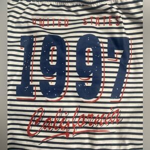 Off-the-Shoulder Striped Graphic Top | Size Small | Never Worn